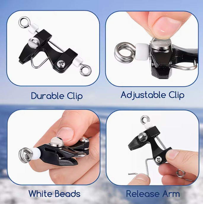 sgancio traina d altura / costiera / downrigger moschettone clip artificiali teaser