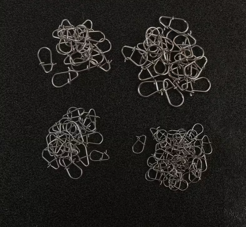 Moschettoni in acciaio inox teflonati bustina 5 pz snap per artificiali da spinning o traina d'altura