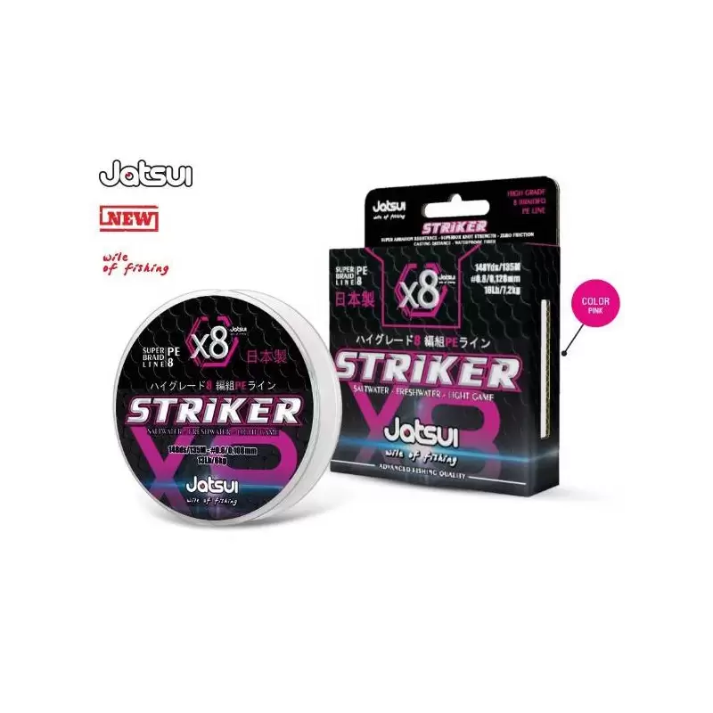trecciato 8 capi 500/1000 mt colore rosa per una bassa visibilita  Braid Striker X8 bobine pink
