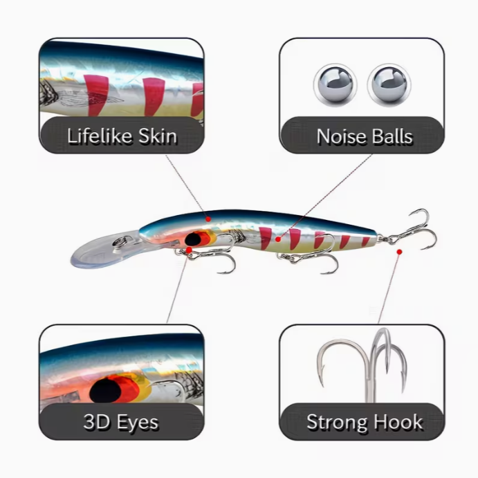 artificiale floating da traina costiera ottimo per dentici spigole cernie in omaggio 3 custodie ancorette con clip